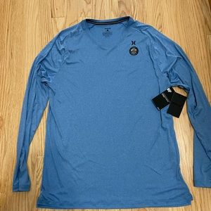 Mens Hurley long sleeve shirt. Blue. Large. Quick Dry. UPF 50+ sun protection.